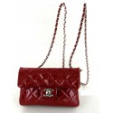 CHANEL leather bag lacquer red, silver jewellery