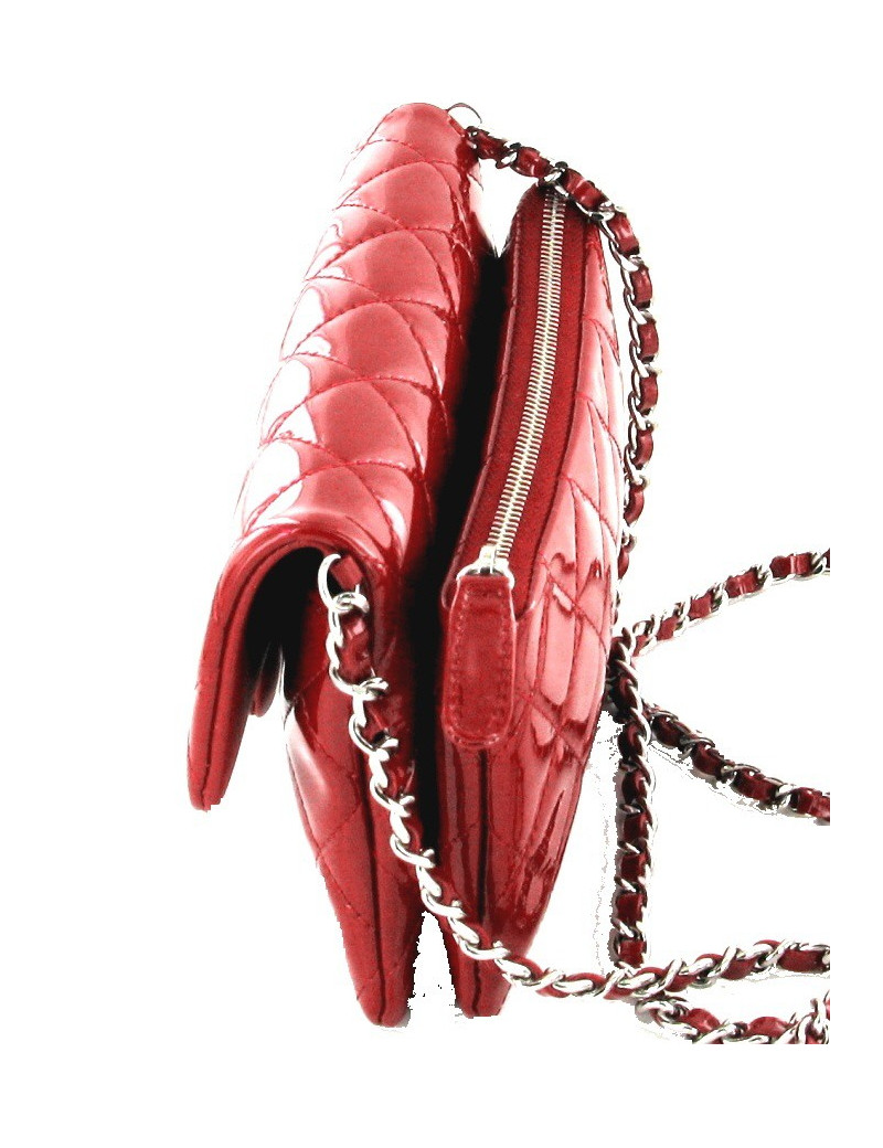 Sac rabat CHANEL rouge verni