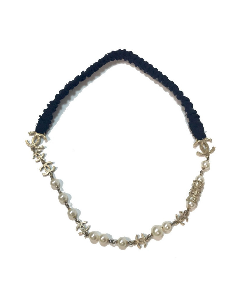 Bijou de tête CHANEL perles et métal doré
