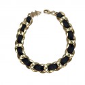 CHANEL Choker necklace chain and black satin ribbon