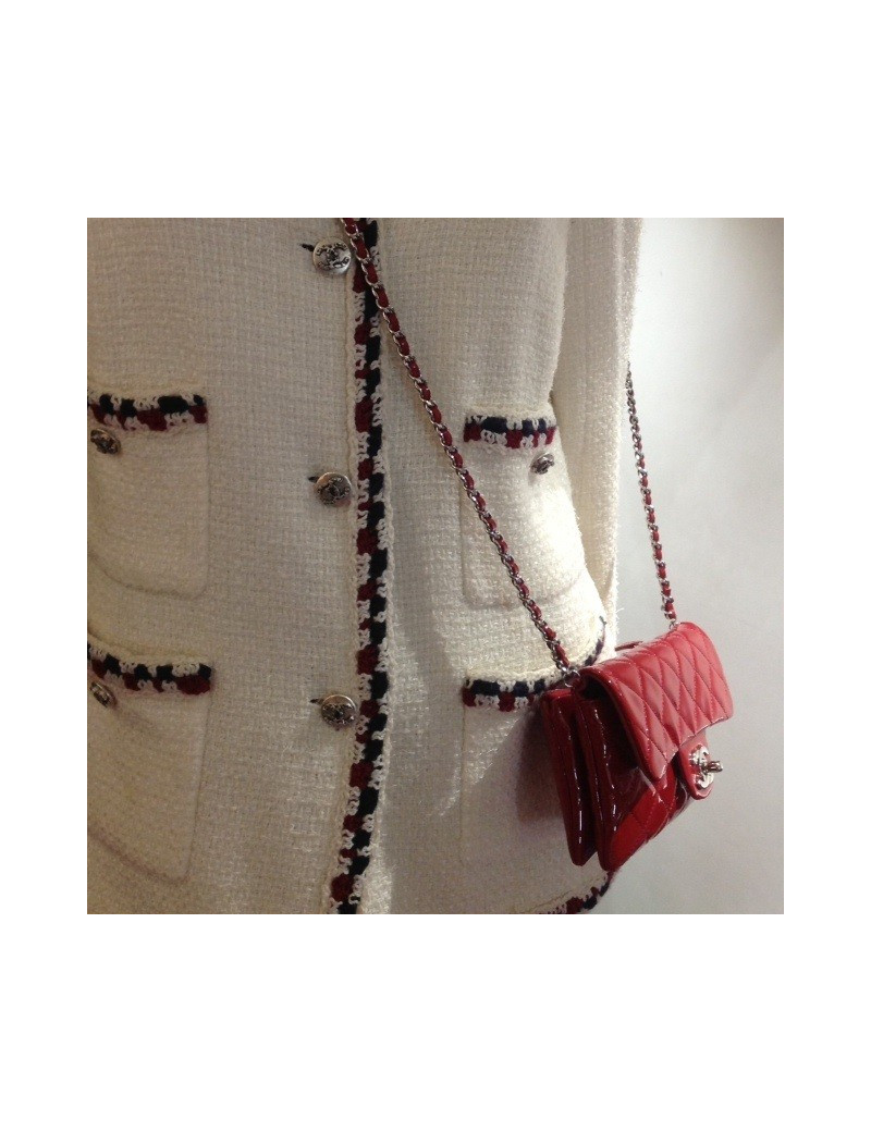 Sac rabat CHANEL rouge verni