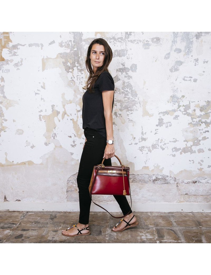 HERMES vintage Kelly 32 tricolor bag in leather