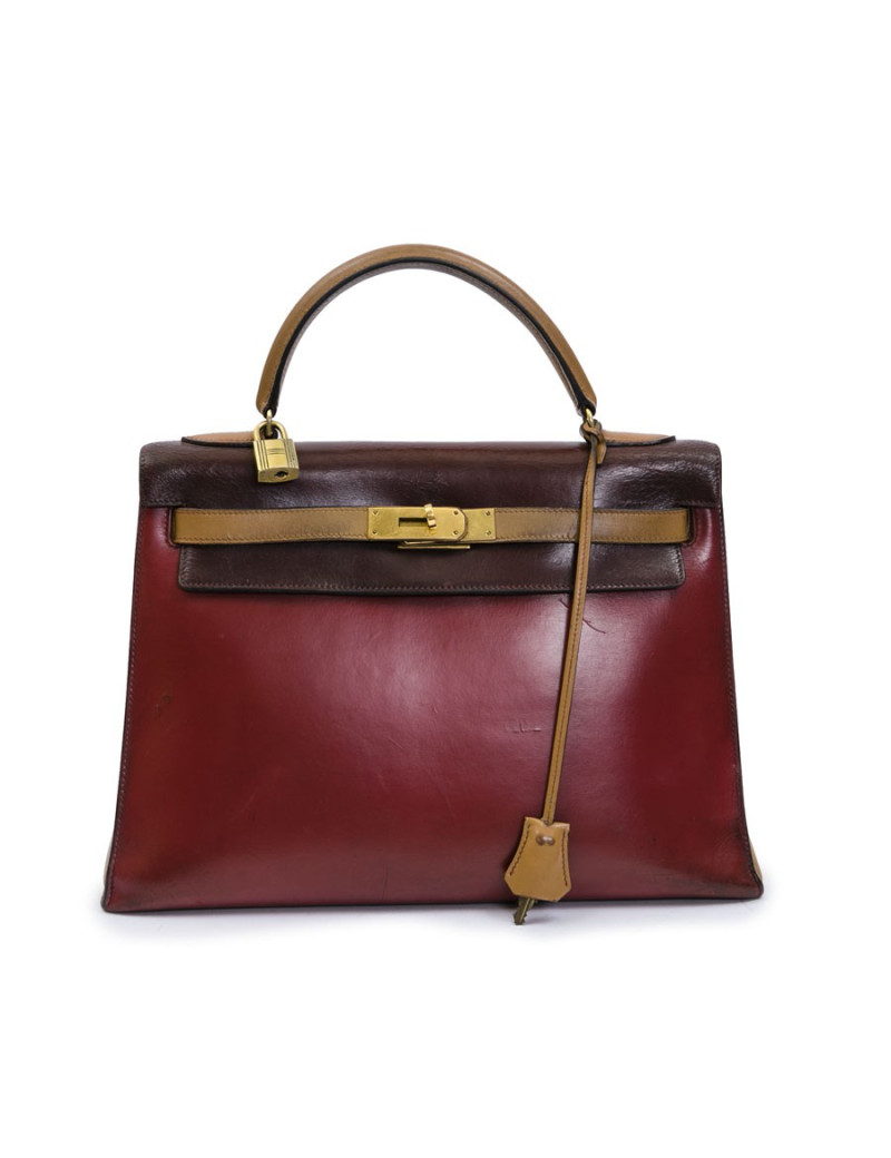 HERMES vintage Kelly 32 tricolor bag in leather