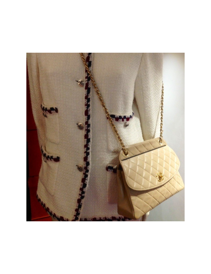 sac CHANEL chèvre beige