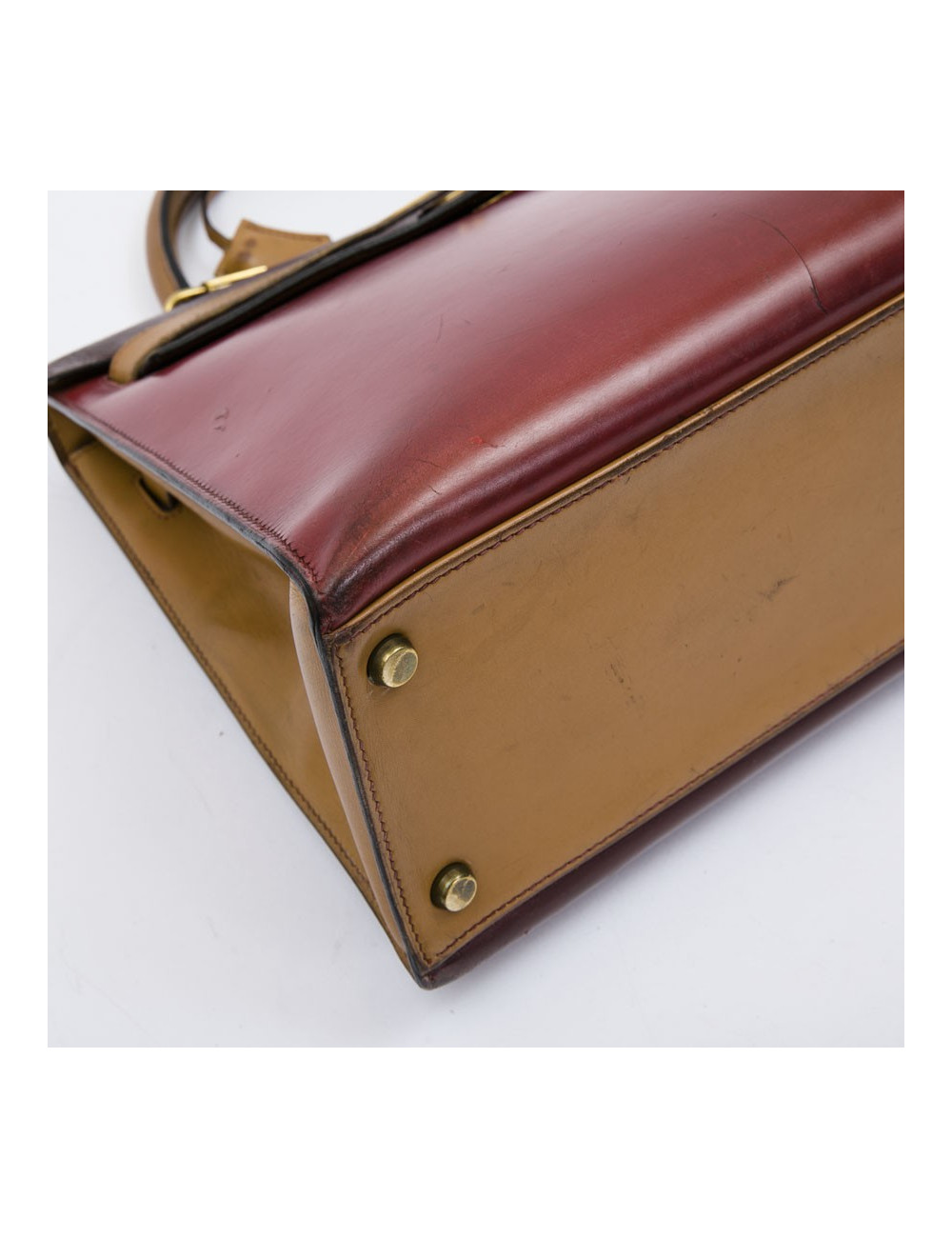 HERMES vintage Kelly 32 tricolor bag in leather