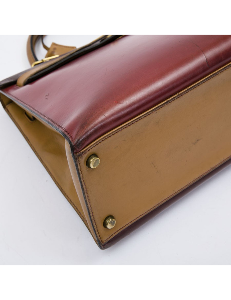 HERMES vintage Kelly 32 tricolor bag in leather