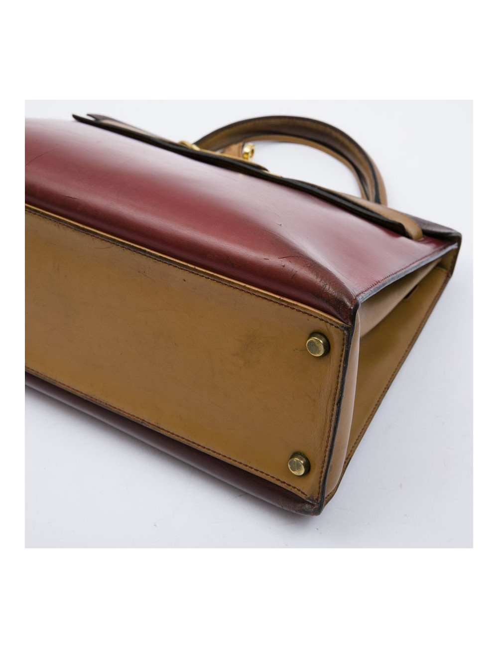 HERMES vintage Kelly 32 tricolor bag in leather