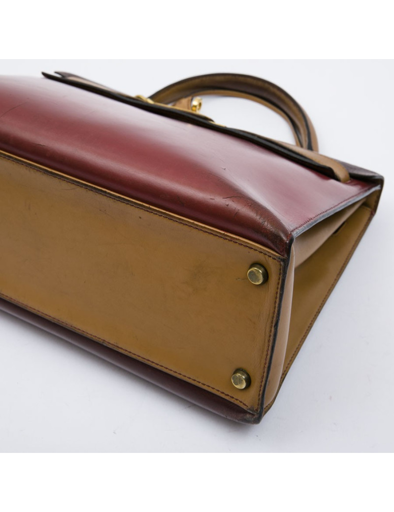 HERMES vintage Kelly 32 tricolor bag in leather