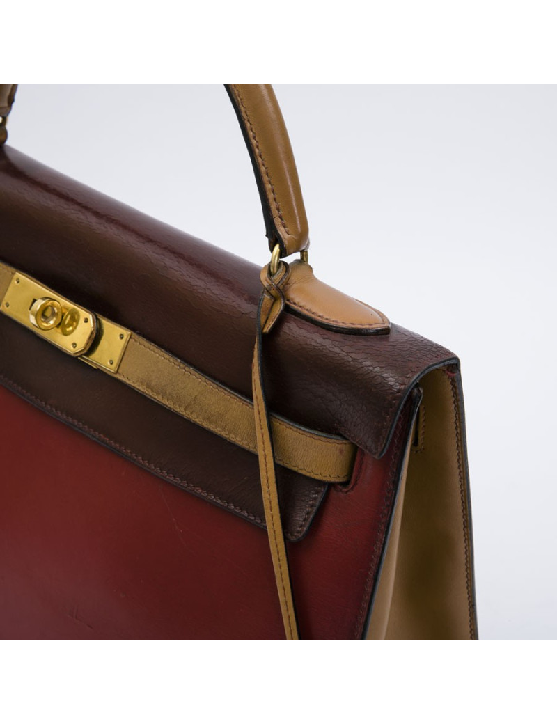 HERMES vintage Kelly 32 tricolor bag in leather