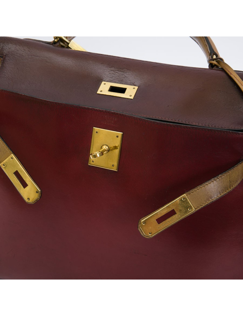 HERMES vintage Kelly 32 tricolor bag in leather