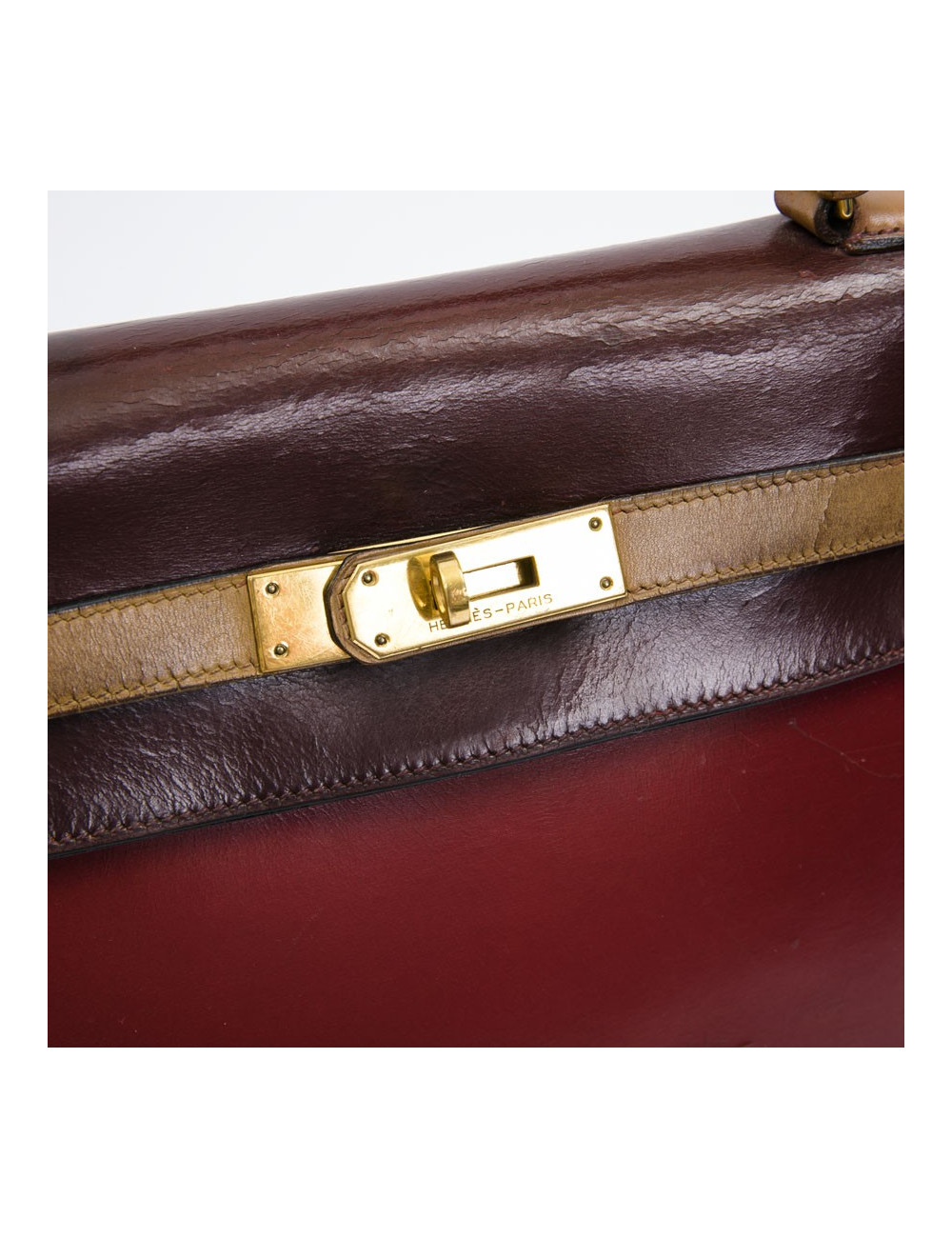 HERMES vintage Kelly 32 tricolor bag in leather