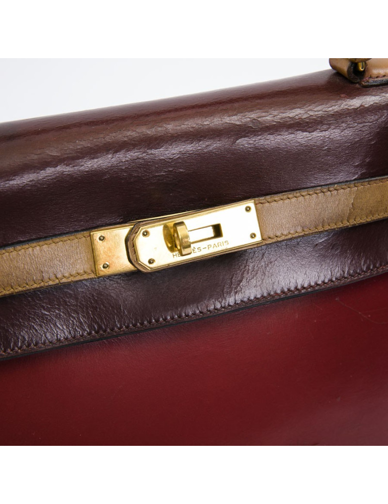 HERMES vintage Kelly 32 tricolor bag in leather