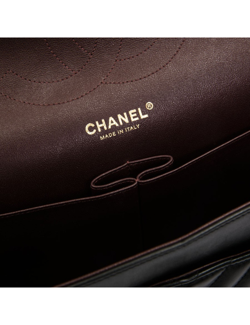 Sac CHANEL Jumbo cuir chevrons noir