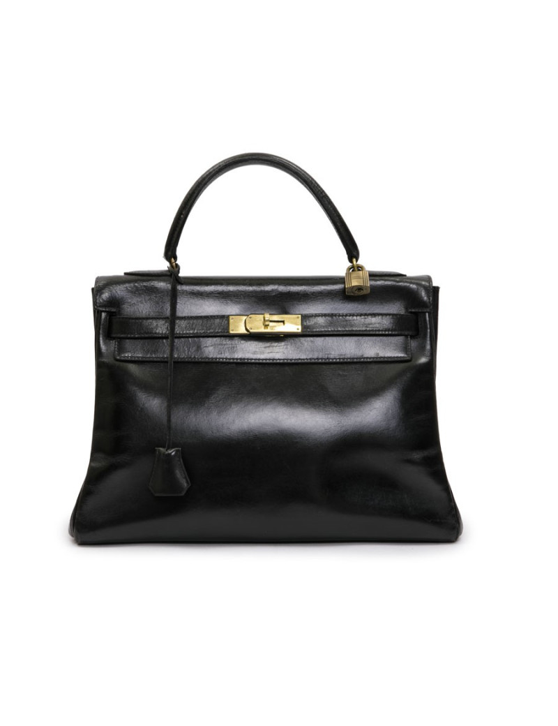  Kelly 32 HERMES Vintage box noir