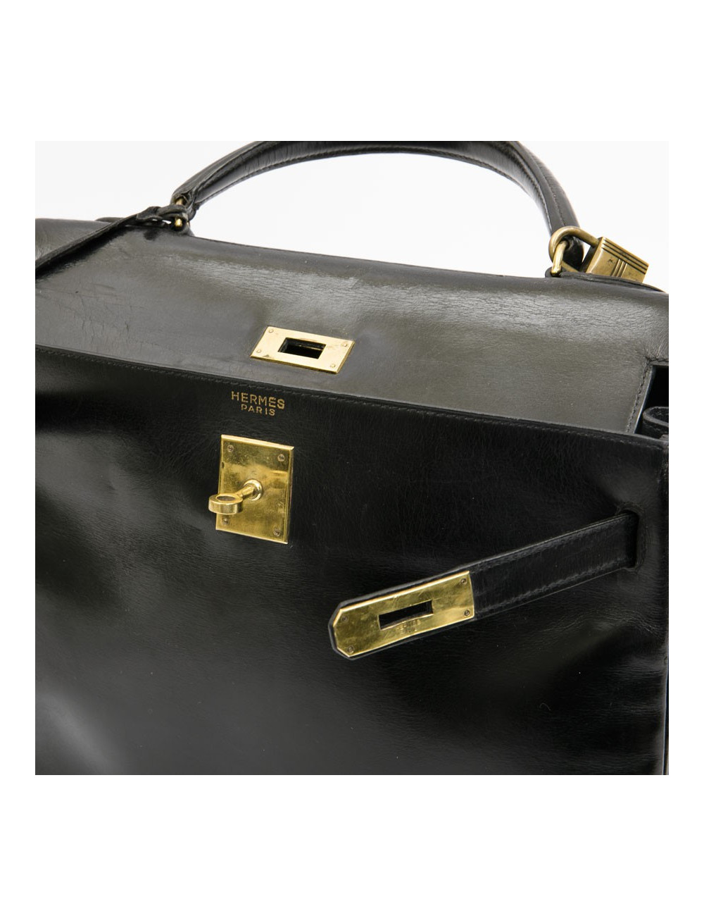  Kelly 32 HERMES Vintage box noir