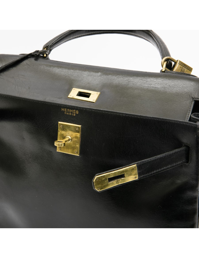  Kelly 32 HERMES Vintage box noir