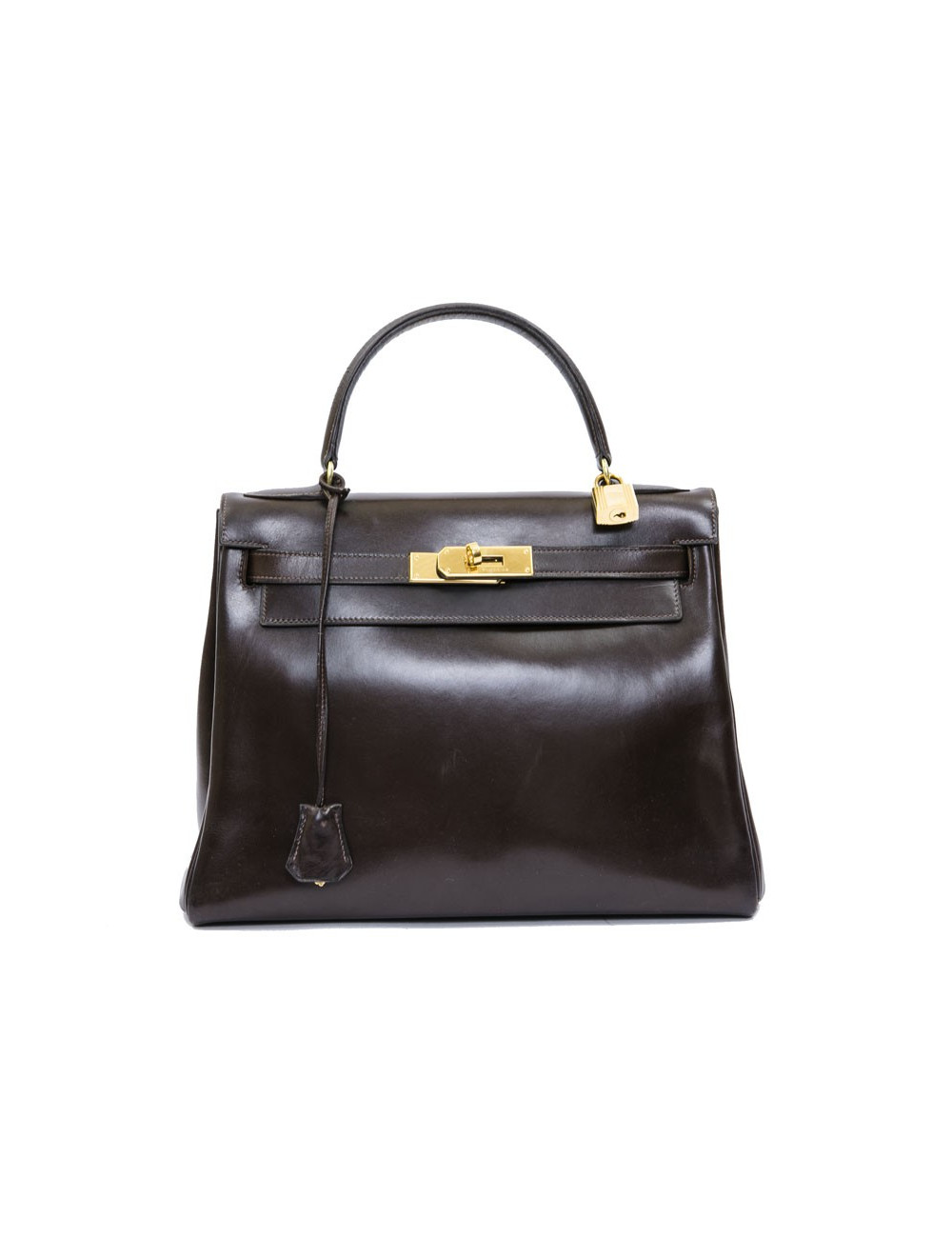 à réparer ac Kelly 28 HERMES avec bandoulière  cuir box marron  vintage