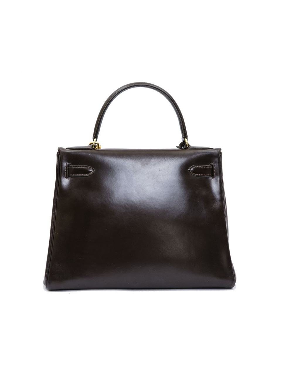  Kelly 28 HERMES cuir box marron avec bandoulière vintage