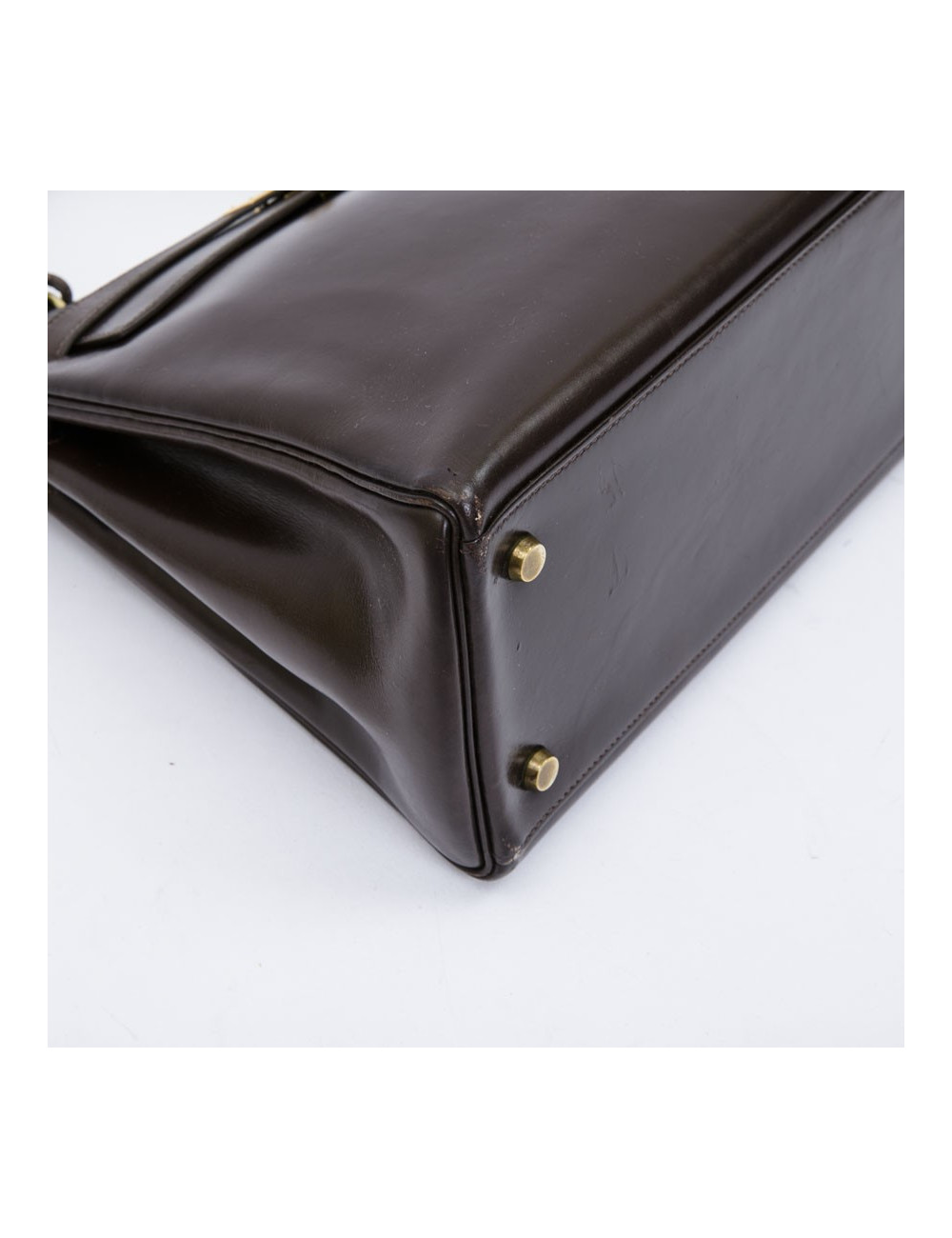  Kelly 28 HERMES cuir box marron avec bandoulière vintage