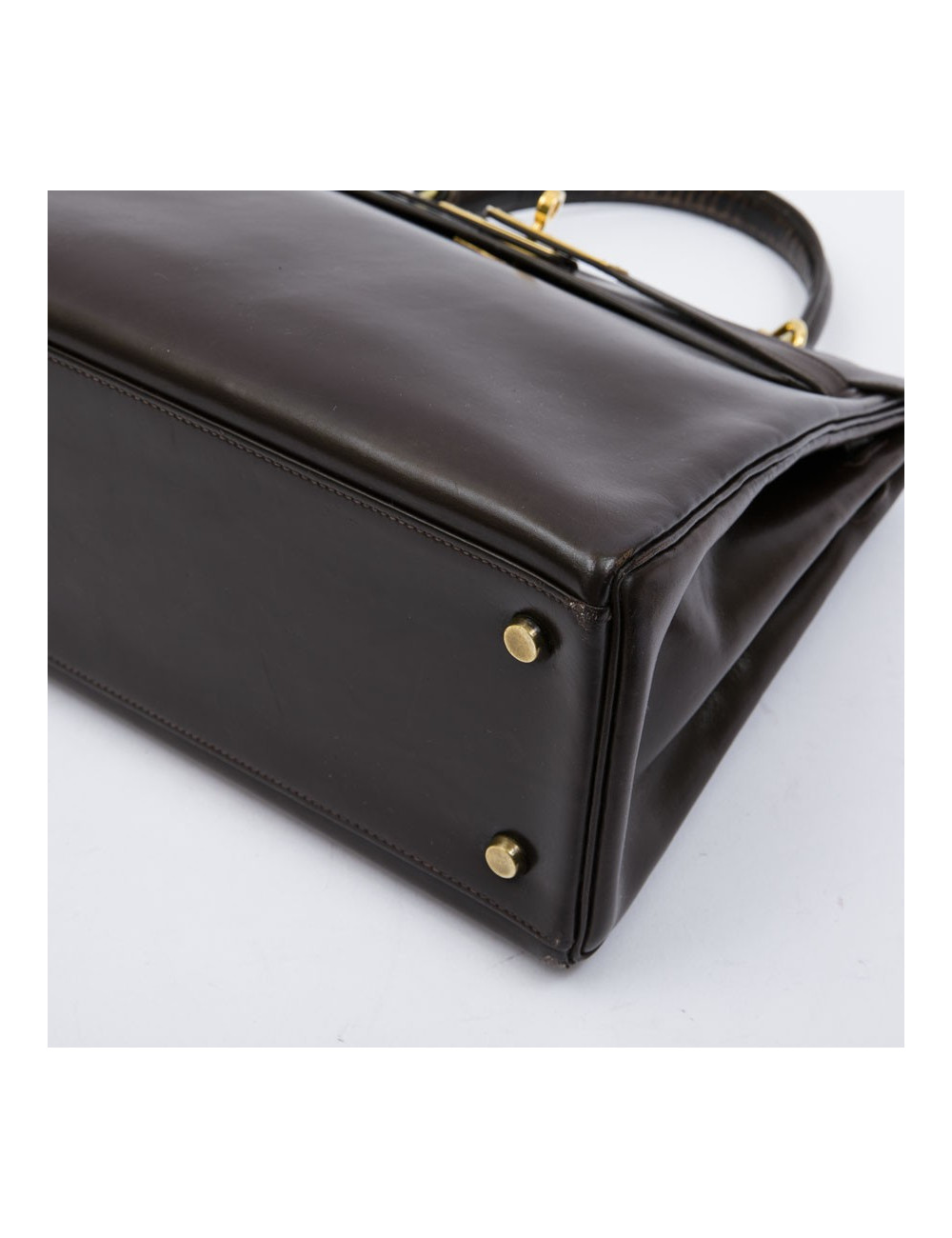  Kelly 28 HERMES cuir box marron avec bandoulière vintage