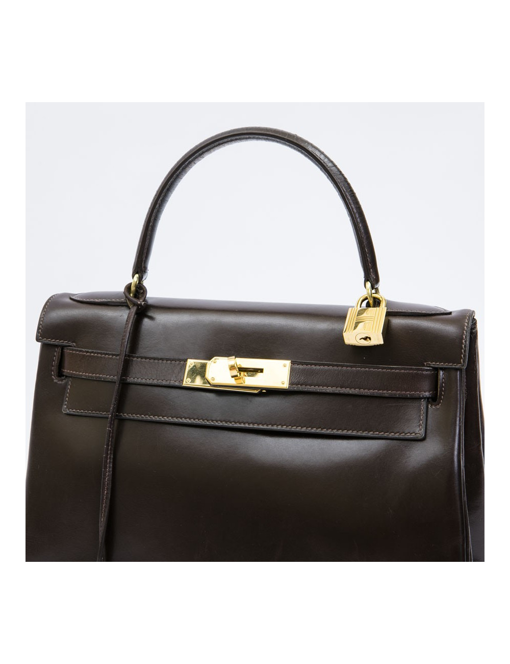 à réparer ac Kelly 28 HERMES avec bandoulière  cuir box marron  vintage