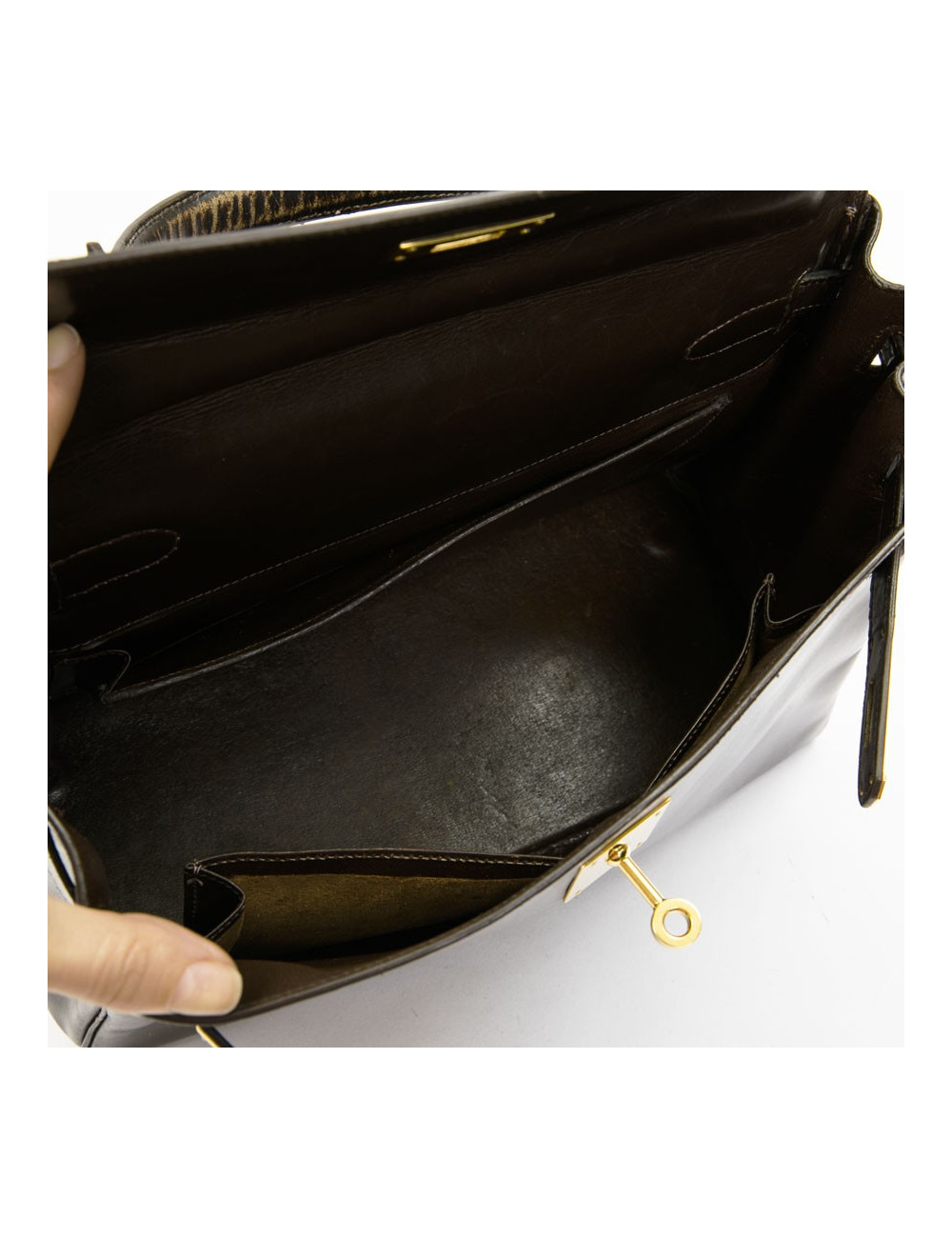 à réparer ac Kelly 28 HERMES avec bandoulière  cuir box marron  vintage