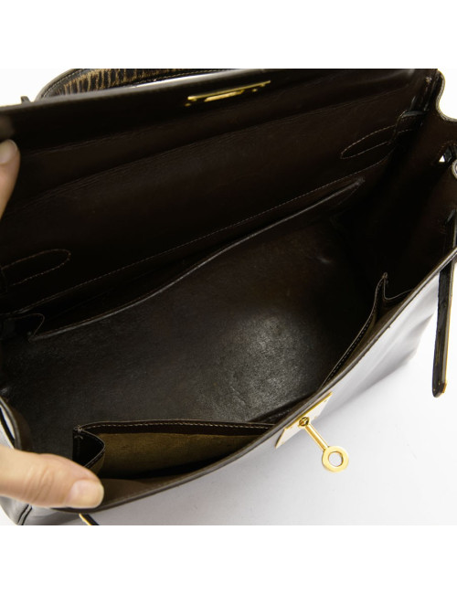 à réparer ac Kelly 28 HERMES avec bandoulière  cuir box marron  vintage