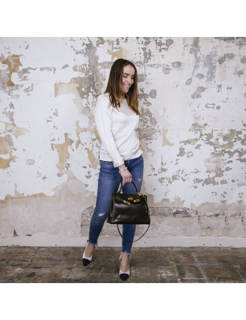 à réparer ac Kelly 28 HERMES avec bandoulière  cuir box marron  vintage