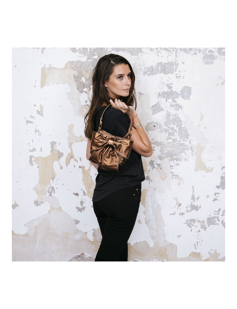 Sac "Bow" YSL SAINT LAURENT en cuir cuivré