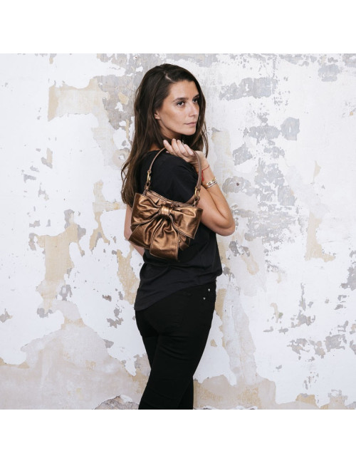 Sac "Bow" YSL SAINT LAURENT en cuir cuiviré 
