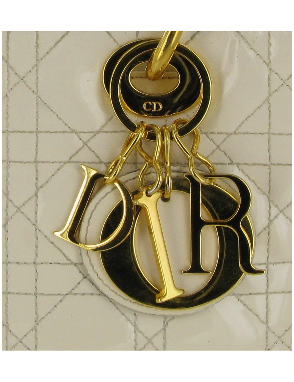 Sac LADY D  DIOR verni crème