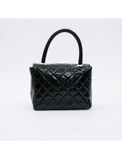 Mini sac CHANEL verni semi brillant noir