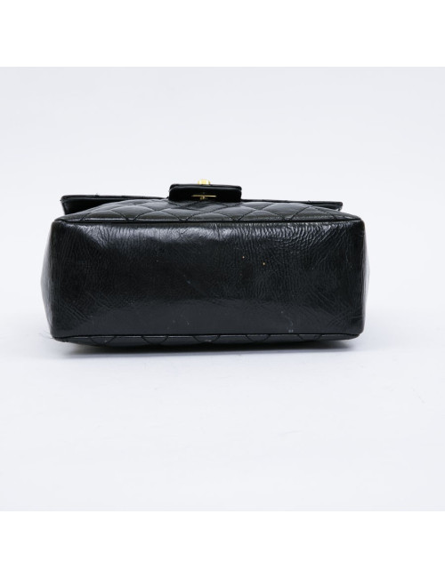 CHANEL mini bag in quilted semi-gloss black leather