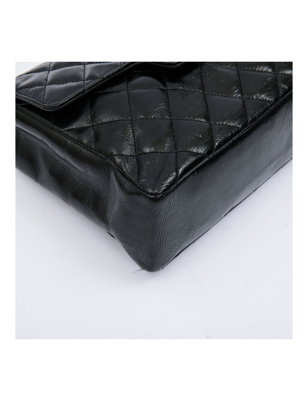 Mini sac CHANEL verni semi brillant noir