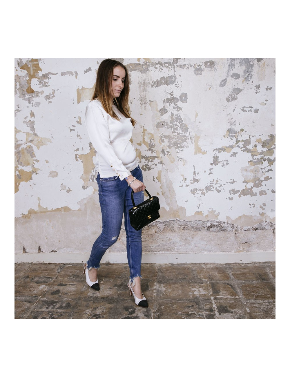 Mini sac CHANEL verni semi brillant noir