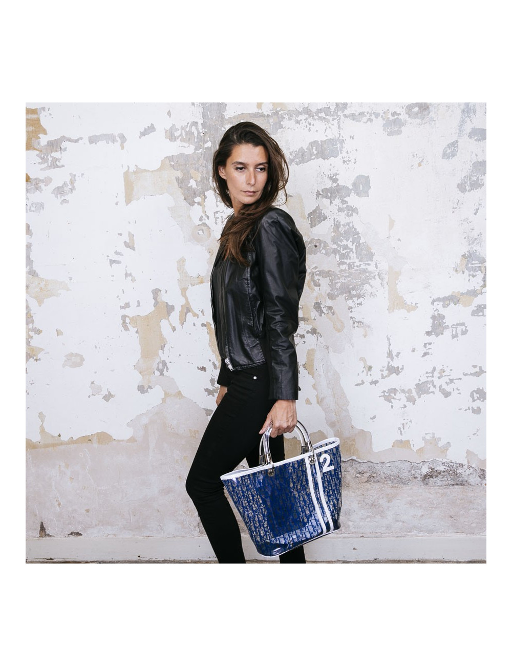 Sac DIOR monogram bleu plexi transparent 