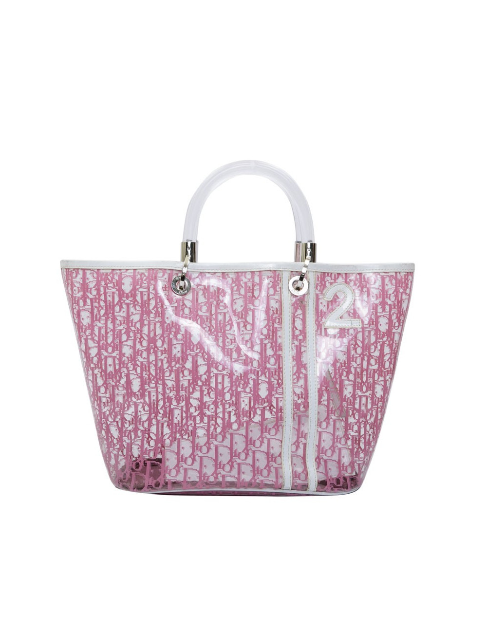 Sac CHRISTIAN DIOR transparent monogramme rose