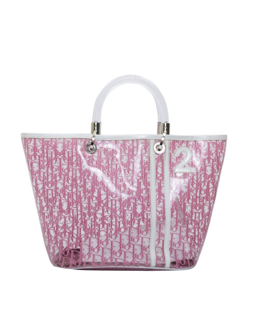 Sac CHRISTIAN DIOR transparent monogramme rose