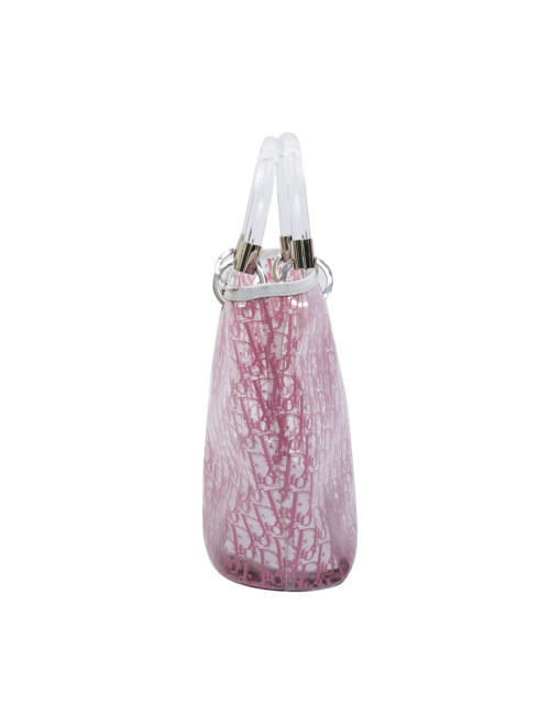 Sac CHRISTIAN DIOR transparent monogramme rose