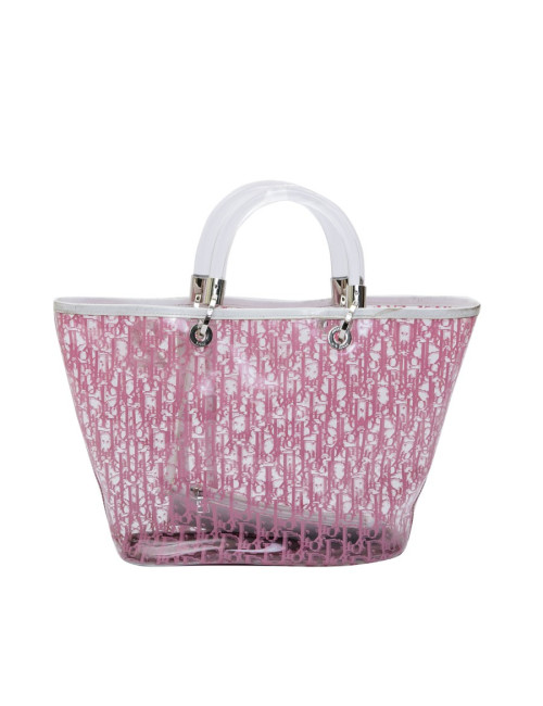 Sac CHRISTIAN DIOR transparent monogramme rose