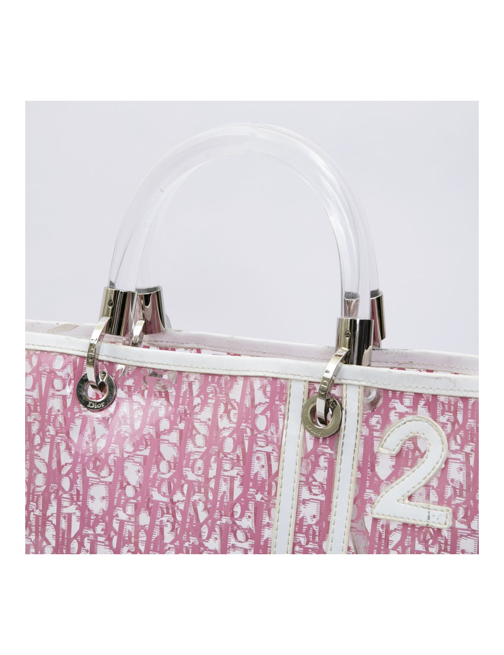 Sac CHRISTIAN DIOR transparent monogramme rose