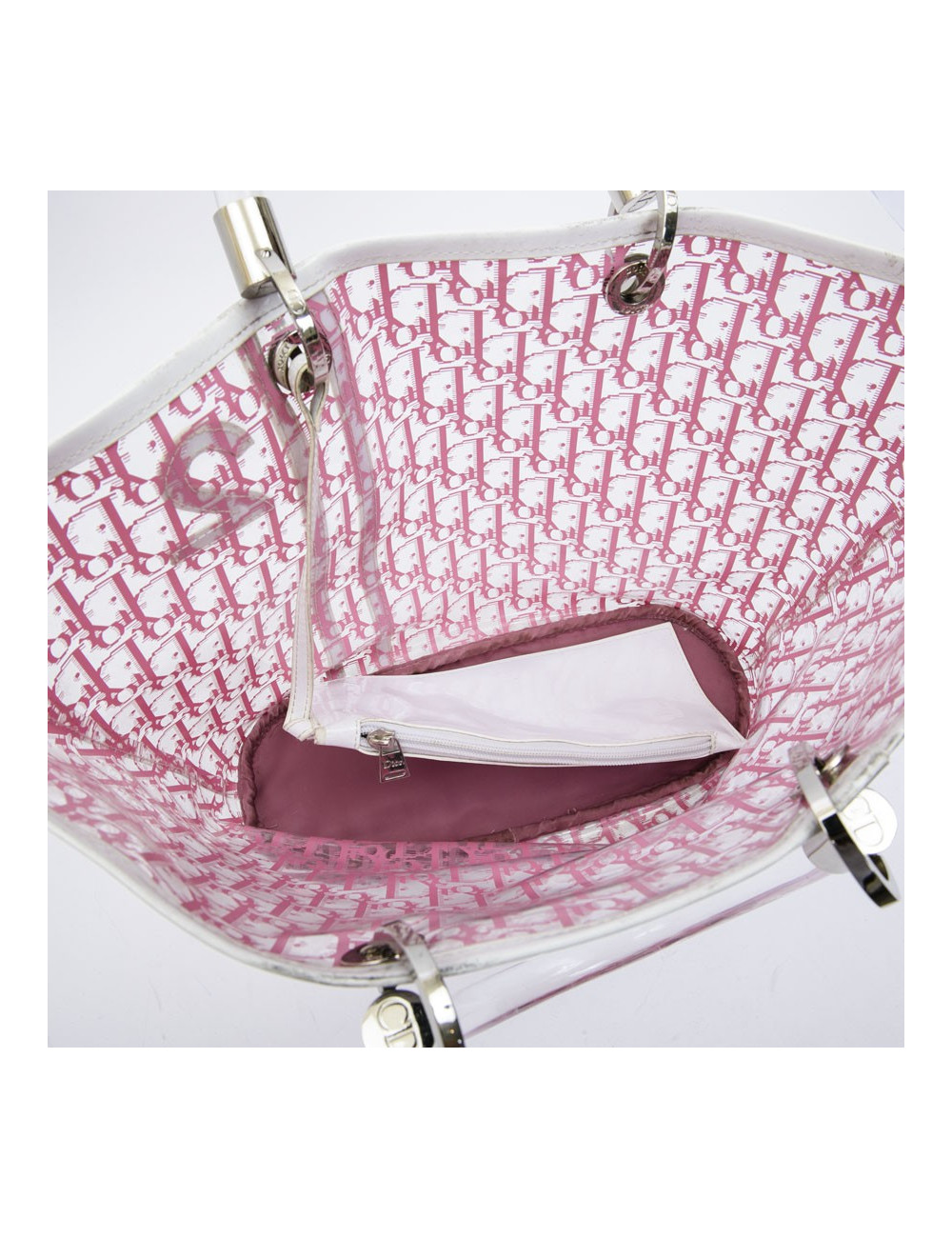 Sac CHRISTIAN DIOR transparent monogramme rose