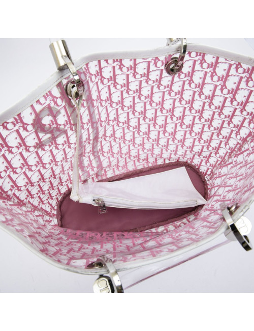 Sac CHRISTIAN DIOR transparent monogramme rose