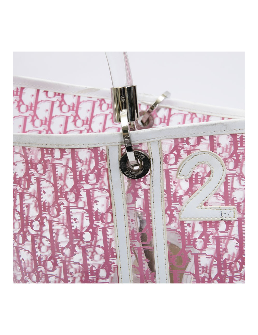 Sac CHRISTIAN DIOR transparent monogramme rose