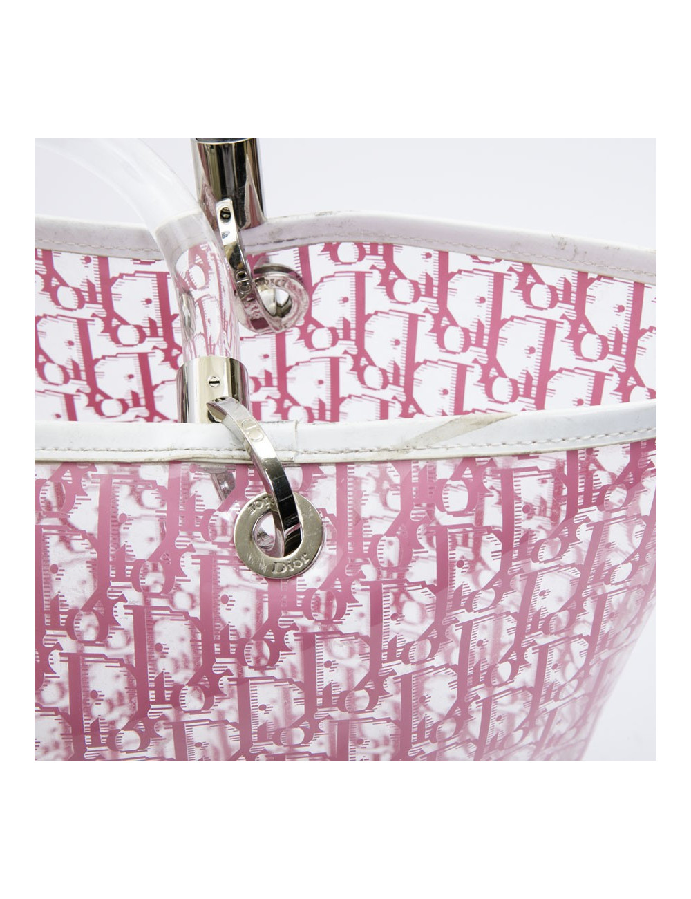 Sac CHRISTIAN DIOR transparent monogramme rose