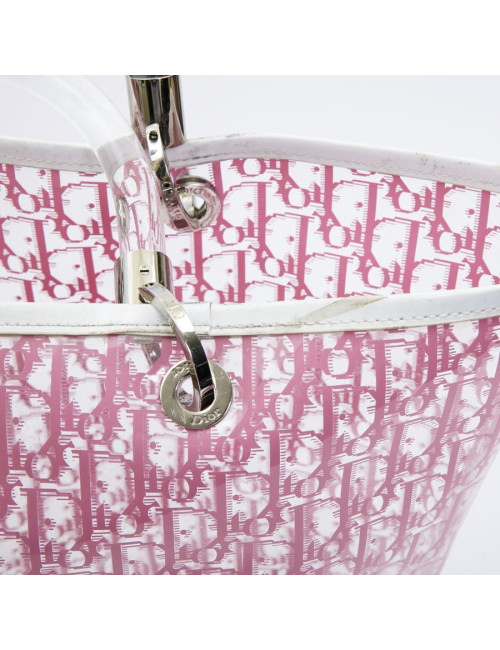 Sac CHRISTIAN DIOR transparent monogramme rose