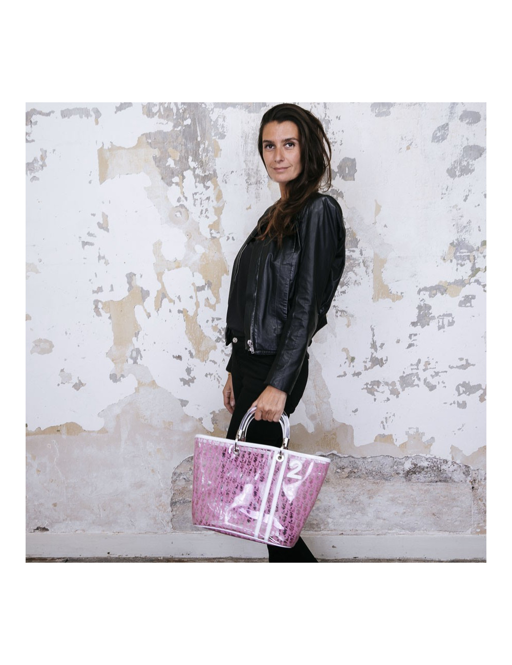 Sac CHRISTIAN DIOR transparent monogramme rose