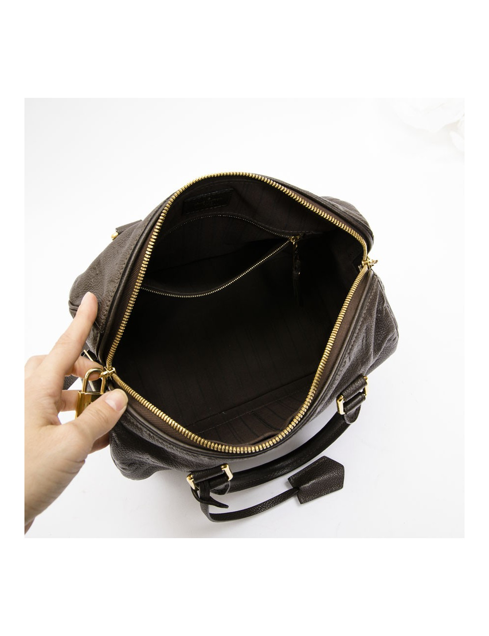 Sac Speedy 25 LOUIS VUITTON cuir monogram embossé marron