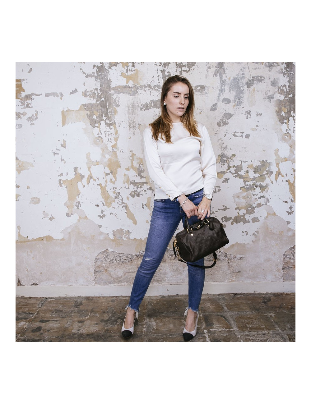 Sac Speedy 25 LOUIS VUITTON cuir monogram embossé marron