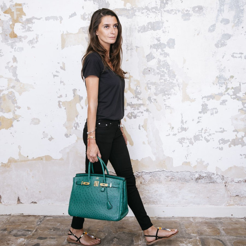 HERMES Birkin 35 in vertigo green ostrich leather